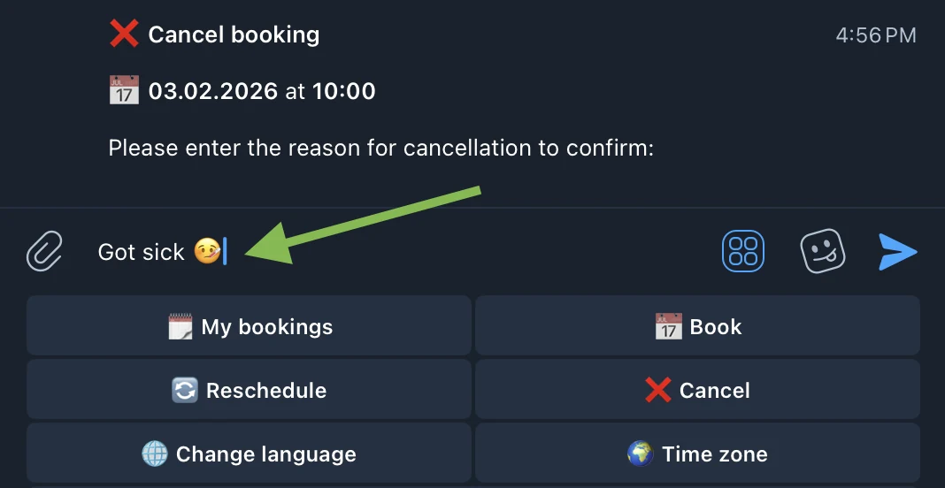 Cancel reason